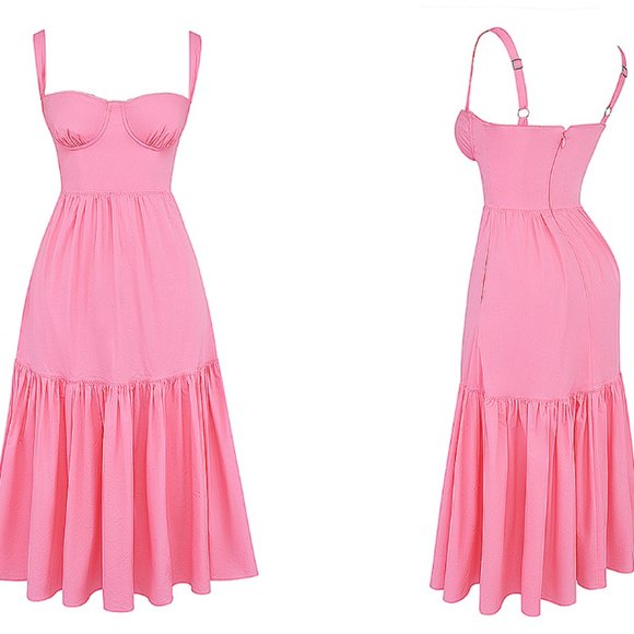 HOUSE OF CB 'Elia' French Pink Midi Sundress NWOT - Picture 6 of 11